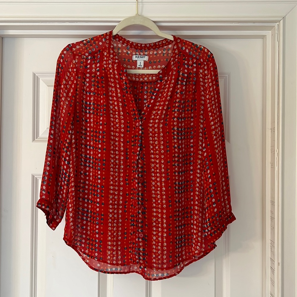 Old Navy button down, 3/4 length sleeve, size medium